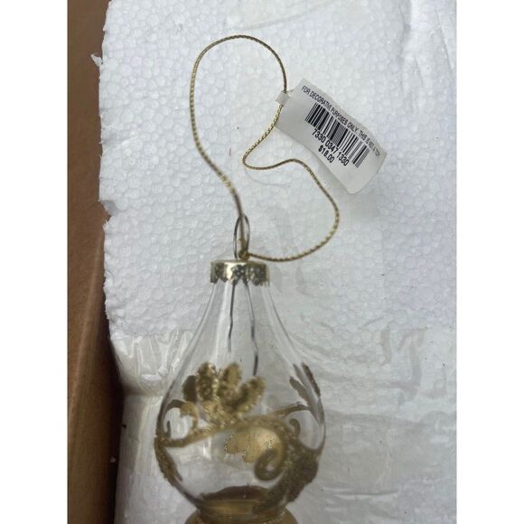 Holiday Lane Evergreen Dreams Clear with Gold-Tone Decal Finial Ornament - Picture 3 of 3